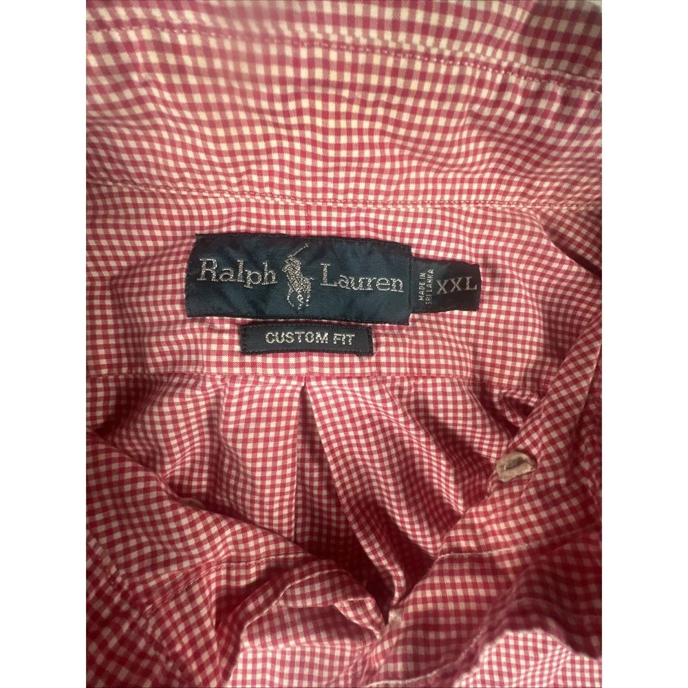 RALPH LAUREN Custom Fit Red And White Gingham Button Down Shirt  Size XXL - Picture 2 of 12